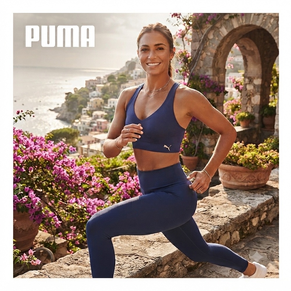Puma Women Seamless Sports Bra 2-Pack Navy Blue Magenta Pink Adjustable Straps